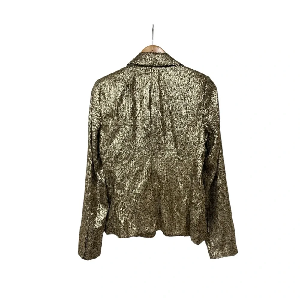 NWT $195 Michael Michael Kors Gold Sequin Blazer 8 - Picture 3 of 5